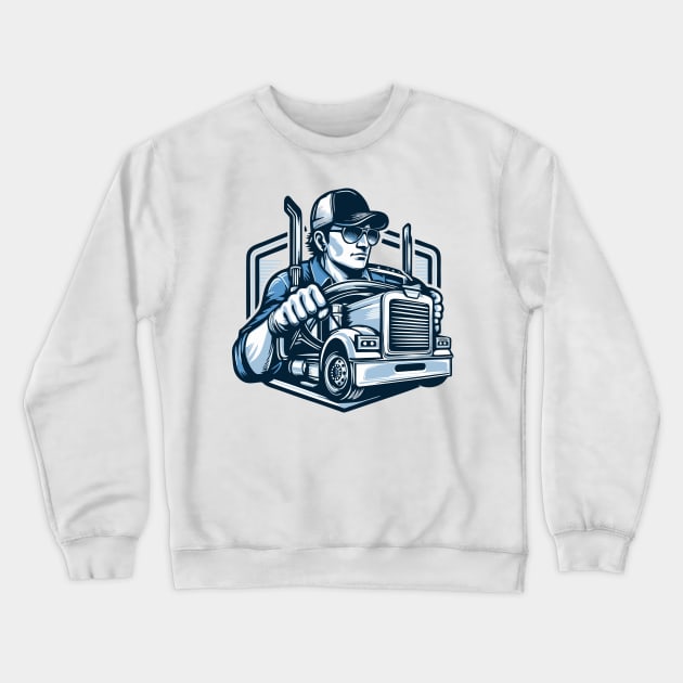 trucker Crewneck Sweatshirt by artoriaa